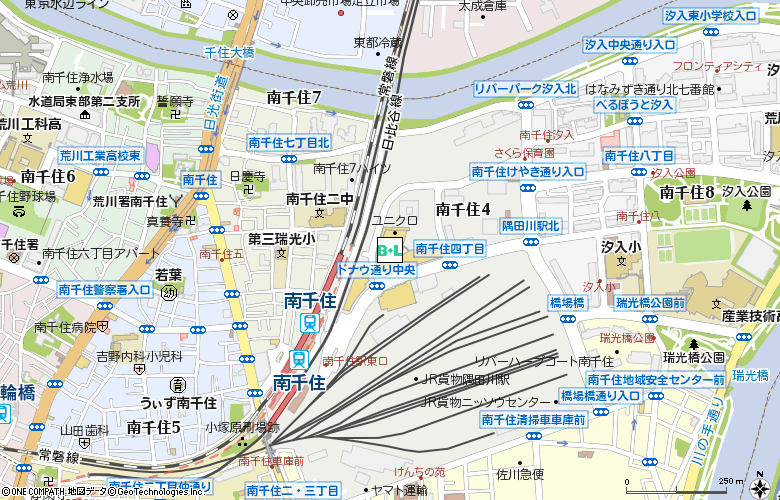 エースコンタクトＬａＬａテラス南千住店付近の地図